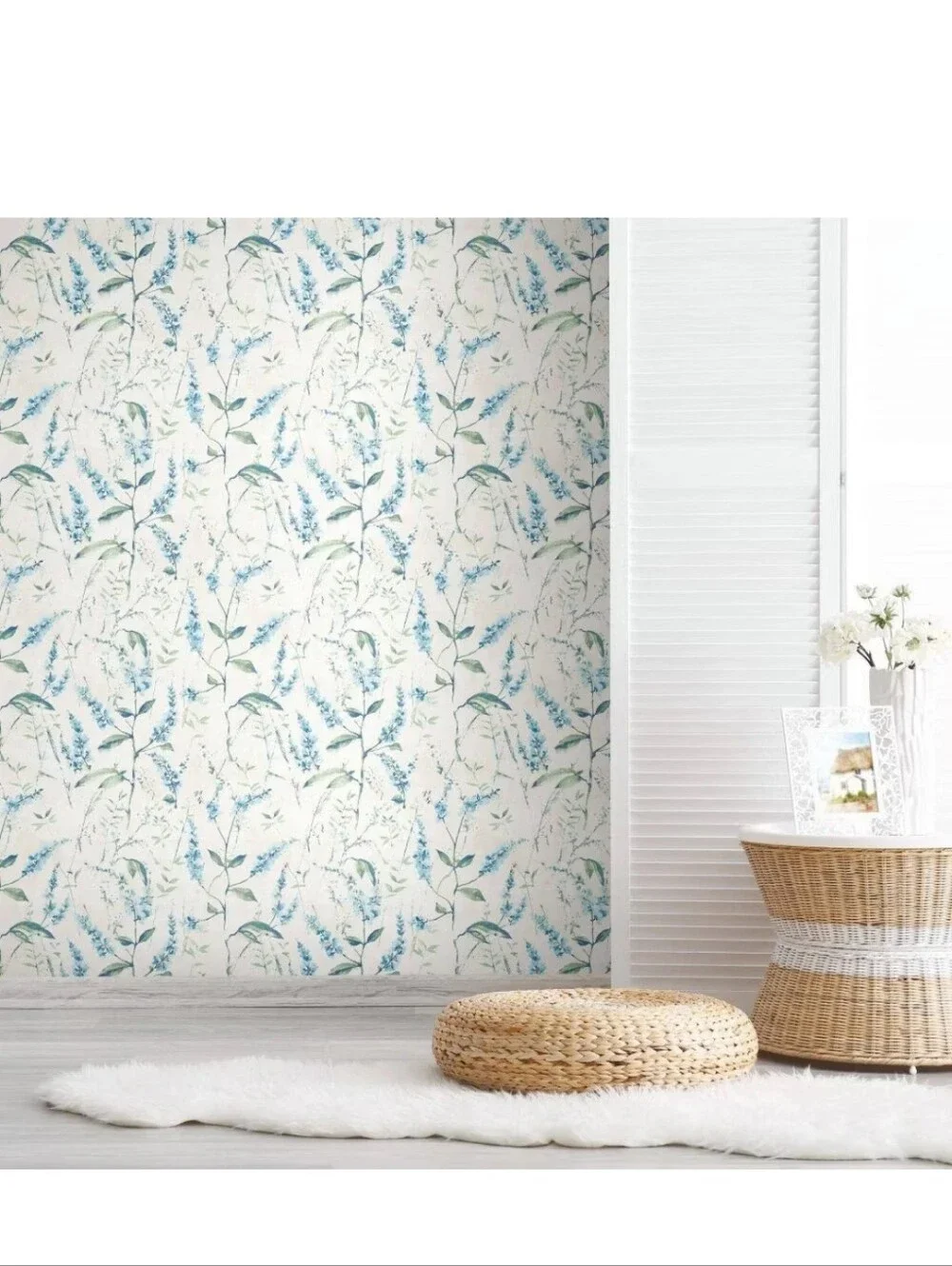 RoomMates Floral Sprig Peel and Stick Wallpaper Blue